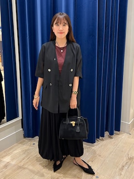 「アイテム（ノーカラージャケット）」を使った、ayakaさん（レディース・156cm）の夏コーディネート