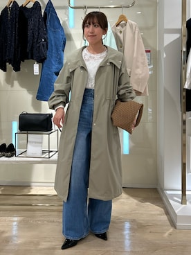 「NOLLEY’S（ノーリーズ）のレースロンT（Tシャツ/カットソー、ホワイト系）」を使った、ayakaさん（レディース・156cm）の春コーディネート