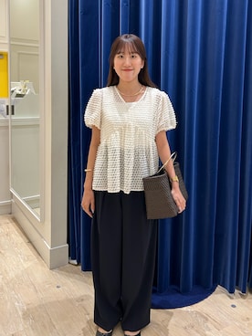 「ぺプラムトップス」｜「アイテム（アクセサリー）」を使った、ayakaさん（レディース・156cm）の夏コーディネート