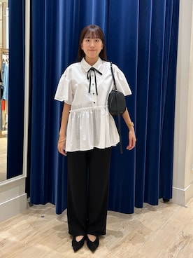 「ぺプラムトップス」｜「アイテム（アクセサリー）」を使った、ayakaさん（レディース・156cm）の夏コーディネート