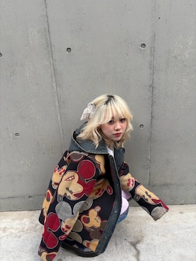 「Desigual（デシグアル）のミッキーマウス リバーシブル デニムコート / ビッググラフィック（デニムジャケット、ブルー系）」を使った、slinkyさん（レディース・150cm）の春コーディネート