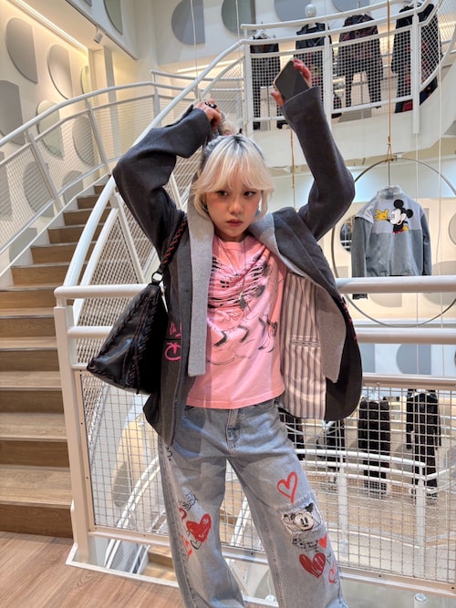 ミッキーマウス ハート プリント デニムパンツ ディズニー（デニム