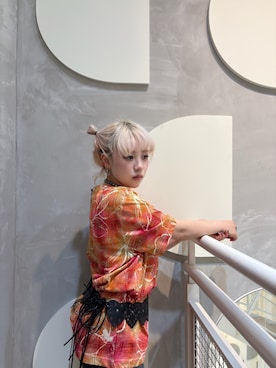 「Desigual（デシグアル）のフローラル プリント Tシャツ / ボタニカル（Tシャツ/カットソー、レッド系）」を使った、slinkyさん（レディース・150cm）の春コーディネート