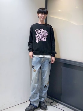 「WaiKei（ワイケイ）の【UNISEX】Wai Kei／ダンシングスタープルオーバー（スウェット、ブラック系）」を使った、daikiis2さん（メンズ・177cm）の秋コーディネート