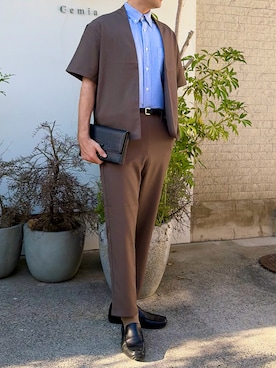 「アイテム（セットアップ）」を使った、Hugoさん（メンズ・170cm）の春コーディネート