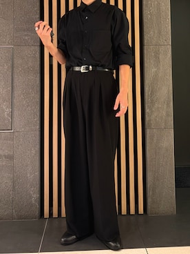 「HARE（ハレ）のアイテム（ベルト）」を使った、Hugoさん（メンズ・170cm）の秋コーディネート