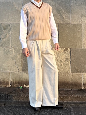 「アイテム（ベスト）」を使った、Hugoさん（メンズ・170cm）の秋コーディネート