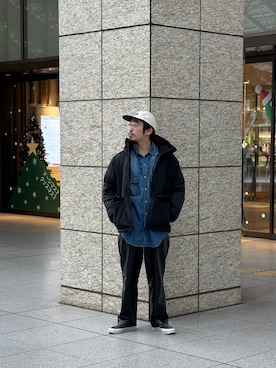 「アイテム（帽子）」を使った、村山　凜さん（メンズ・172cm）の秋コーディネート