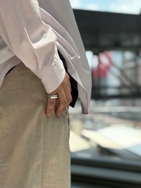 「ATON（エイトン）のアイテム」を使った、村山　凜さん（メンズ・172cm）の夏コーディネート