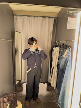 「アイテム（スリッポン）」を使った、223さん（メンズ・172cm）の秋コーディネート