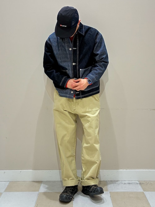 セール】ヒッコリー×デニム切替ワークジャケット（デニムジャケット