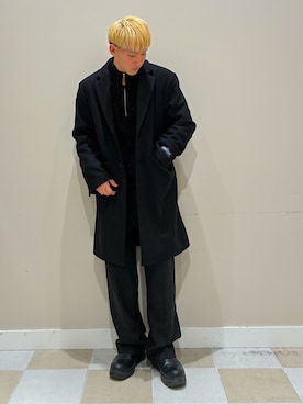 「アイテム（チェスターコート）」を使った、かわさん（メンズ・171cm・10代）の冬コーディネート