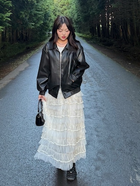 「アイテム（チーク）」を使った、ramuさん（レディース・166cm）の秋コーディネート