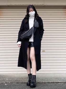 「GRL（グレイル）のアイテム（チェスターコート）」を使った、ramuさん（レディース・166cm）の冬コーディネート