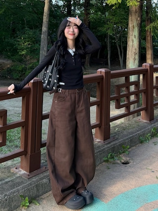 「PANDORA(パンドラ)のPandora Timeless パヴェ トリプルロー シルバー リング(リング)」を使った、ramuさん(レディース・166cm)の秋コーディネート