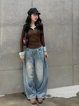 「アイテム（キャスケット）」を使った、ramuさん（レディース・166cm）の夏コーディネート