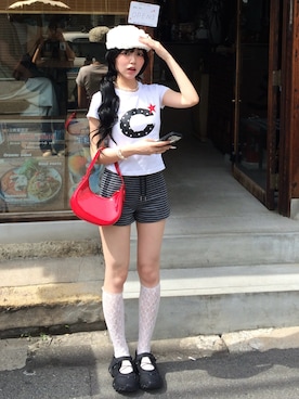 「アイテム（チーク）」を使った、ramuさん（レディース・166cm）の夏コーディネート