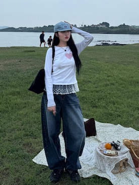 「アイテム（チーク）」を使った、ramuさん（レディース・166cm）の秋コーディネート