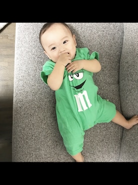 「アイテム（ママ＆ベビー、グリーン系）」を使った、こっきーさん（キッズ・60cm）の秋コーディネート