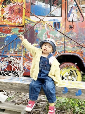 「リラックススタイル」｜「アイテム（オールインワン・サロペット）」を使った、こっきーさん（キッズ・80cm）の秋コーディネート