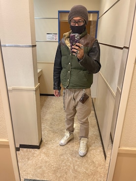 「チャイハネ（チャイハネ）のアイテム（帽子）」を使った、だーはらさん（メンズ・176cm）の冬コーディネート