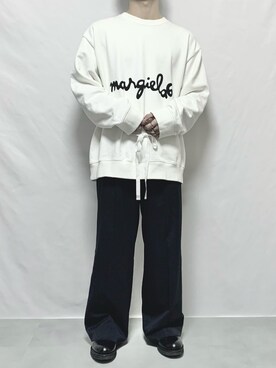 「MM6 Maison Margiela（ｴﾑｴﾑｼｯｸｽ ﾒｿﾞﾝ ﾏﾙｼﾞｪﾗ）のアイテム（スウェット）」を使った、いさざさん（メンズ・165cm）の秋コーディネート