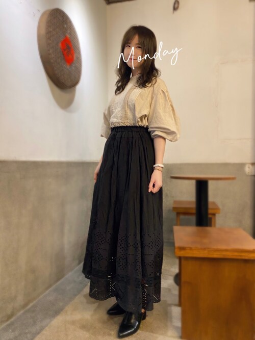 【新品】TSUHARUツハルby sm2 裾スカラップスカート　リネン　レース 新品】TSUHARUツハルby sm2 裾スカラップスカート リネン レース