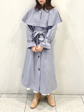 「アイテム（トレンチコート）」を使った、wata【骨格ウェーブ／ブルベ夏】さん（レディース・157cm）の冬コーディネート
