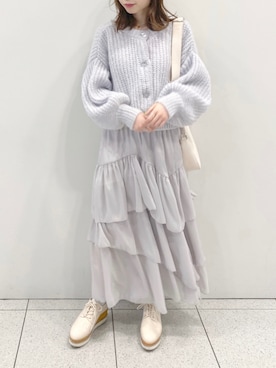 「ライトブルー」｜「アイテム（その他シューズ）」を使った、wata【骨格ウェーブ／ブルベ夏】さん（レディース・157cm）の冬コーディネート