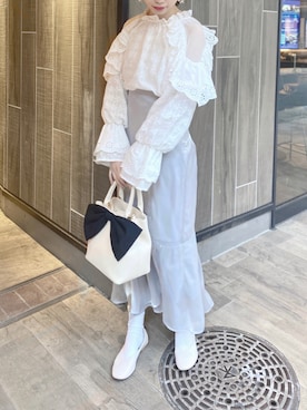 「コットンレース」｜wata【骨格ウェーブ／ブルベ夏】さん（レディース・157cm）の冬コーディネート