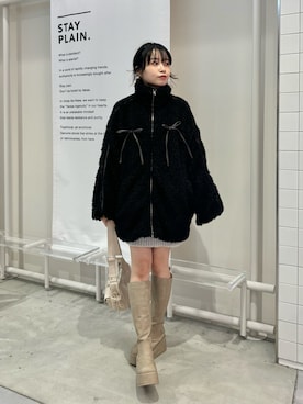 「one after another NICE CLAUP（ワンアフターアナザーナイスクラップ）のアイテム（ブルゾン）」を使った、wata【骨格ウェーブ／ブルベ夏】さん（レディース・158cm）の冬コーディネート