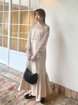 「お呼ばれ」｜「アイテム（バレエシューズ）」を使った、wata【骨格ウェーブ／ブルベ夏】さん（レディース・157cm）の夏コーディネート