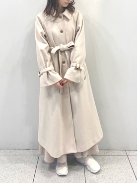 「アイテム（ステンカラーコート）」を使った、wata【骨格ウェーブ／ブルベ夏】さん（レディース・157cm）の冬コーディネート