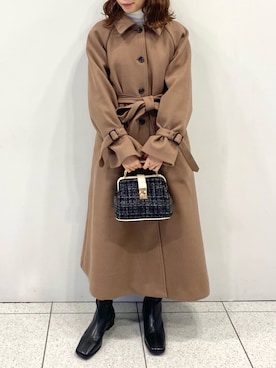 「nice claup」｜「アイテム（ステンカラーコート）」を使った、wata【骨格ウェーブ／ブルベ夏】さん（レディース・157cm）の冬コーディネート