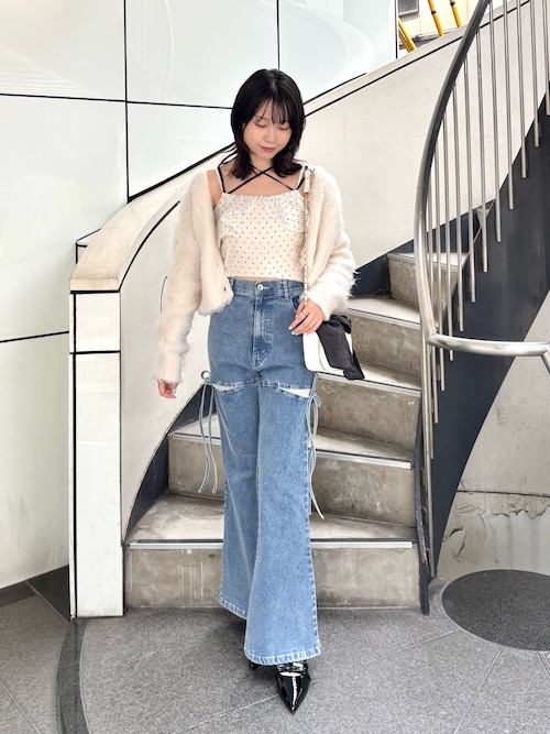 サイズ展開あり】サイドオープンレースデニムパンツ（デニムパンツ