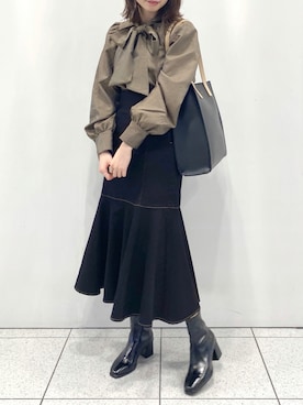 「チドリ柄」｜「アイテム（ブーツ）」を使った、wata【骨格ウェーブ／ブルベ夏】さん（レディース・157cm）の秋コーディネート