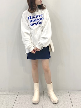 「nice claup」｜「アイテム（スウェット）」を使った、wata【骨格ウェーブ／ブルベ夏】さん（レディース・157cm）の冬コーディネート