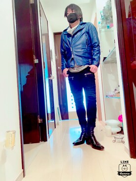 「Buffalo Bobs（バッファローボブズ）のアイテム（ライダースジャケット）」を使った、eonon0707さん（メンズ・172cm）の秋コーディネート