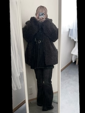 「アイテム（ムートンコート）」を使った、こよみさん（レディース・152cm）の冬コーディネート