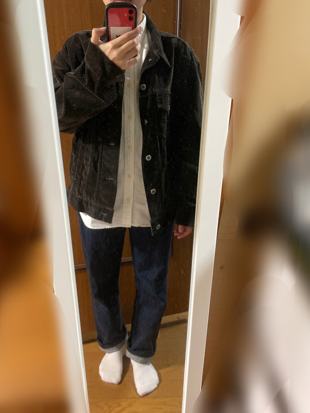 「休日コーデ、低身長コーデ、古着コーデ、リーバイス501、リーバイスシルバータブ、ラルフローレン、ct70」｜「Levi'sの501 古着（デニムパンツ、ブルー系）」を使った、AKEMIさん（レディース・151cm）の秋コーディネートの1枚目の写真