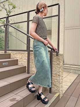 「クロップドトップス」｜「アイテム（その他）」を使った、amさん（レディース・165cm）の春コーディネート