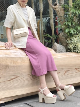 「厚底」｜「アイテム（その他）」を使った、amさん（レディース・165cm）の春コーディネート
