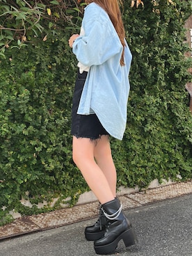 「厚底」｜「アイテム（その他）」を使った、amさん（レディース・165cm）の秋コーディネート