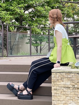 「厚底」｜「アイテム（その他）」を使った、amさん（レディース・165cm）の夏コーディネート