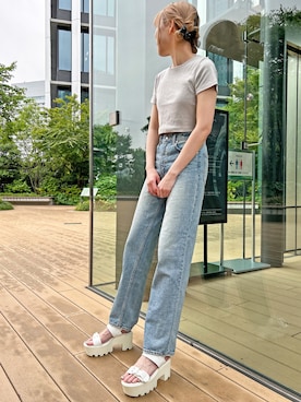 「クロップドトップス」｜「アイテム（その他）」を使った、amさん（レディース・165cm）の春コーディネート
