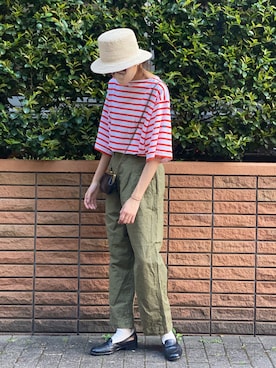 「ごきげんウィーク」｜「アイテム（帽子）」を使った、𝚛𝚒𝚜𝚊さん（レディース・161cm）の春コーディネート