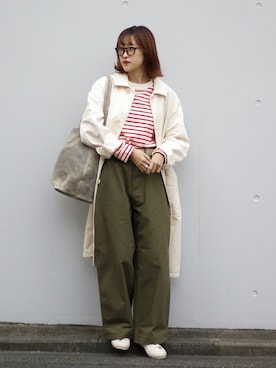 「#今日のコーデ」｜「アイテム（ステンカラーコート）」を使った、𝚛𝚒𝚜𝚊さん（レディース・161cm）の秋コーディネート