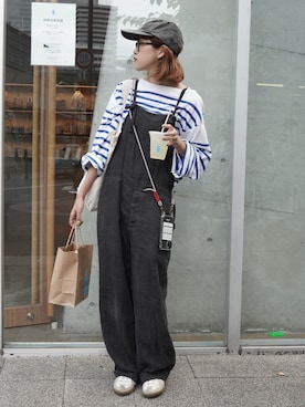 「WEARyouthコーデ」｜「アイテム（オールインワン・サロペット）」を使った、𝚛𝚒𝚜𝚊さん（レディース・161cm）の夏コーディネート