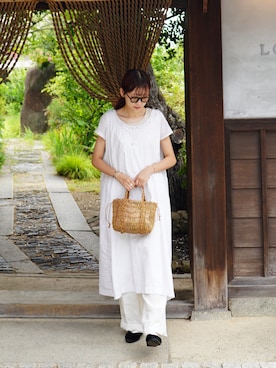 「アイテム（スリッポン）」を使った、𝚛𝚒𝚜𝚊さん（レディース・161cm）の夏コーディネート