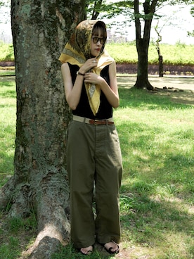 「BATONER（バトナー）のアイテム」を使った、𝚛𝚒𝚜𝚊さん（レディース・161cm）の夏コーディネート